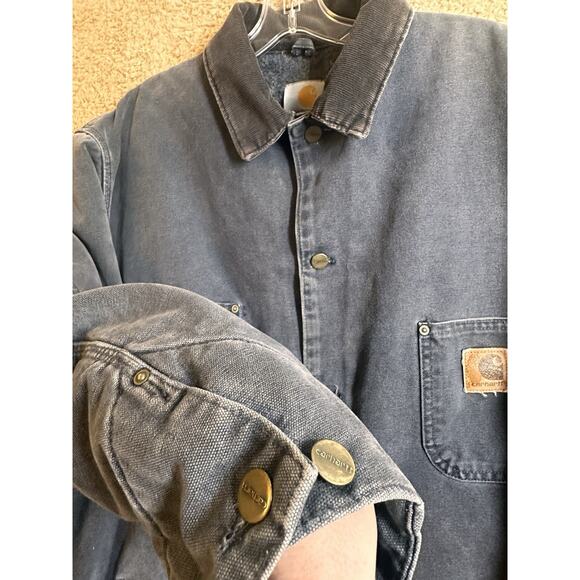 90s Vtg Carhartt C02 Blanket Lined Chore Coat Duck Canvas Workwear USA No Sz Tag - Picture 10 of 16